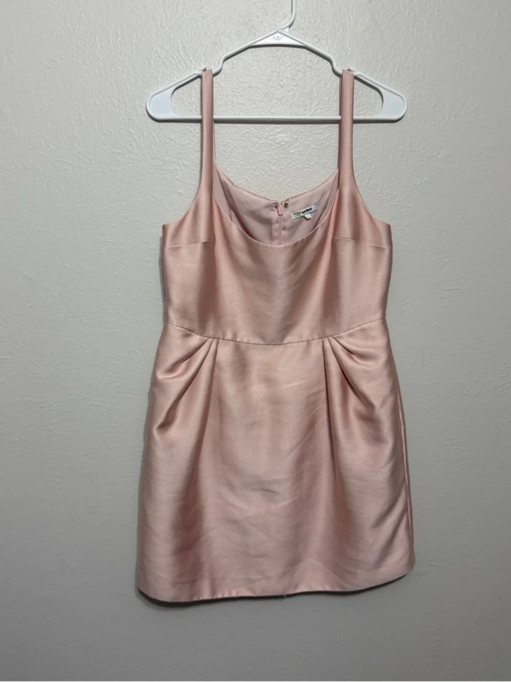 Maison Amory x Anthropolgie Soft Pink Satin Tulip Mini‎ Dress Size XL Coquette